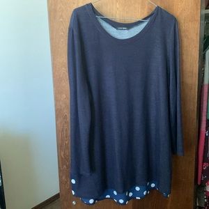 Blue top with polka dot back